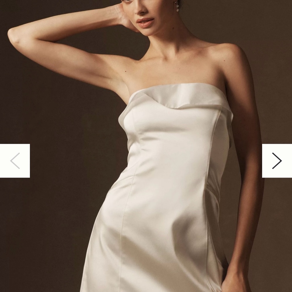 NWT BHLDN Clean Strapless Organza Foldover Detail Mini Dress